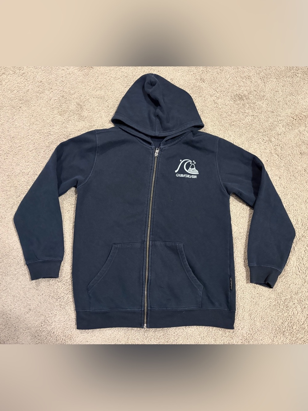 Quicksilver Original Surf Company Logo Black Full Zip Hoodie Unisex Size Large